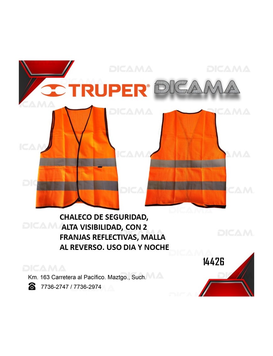 CHALECO DE SEGURIDAD DE TELA NARANJA