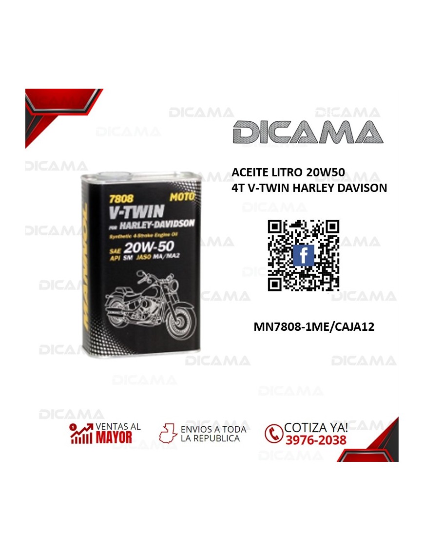 ACEITE LITRO 20W50 4T V-TWIN HARLEY DAVISON