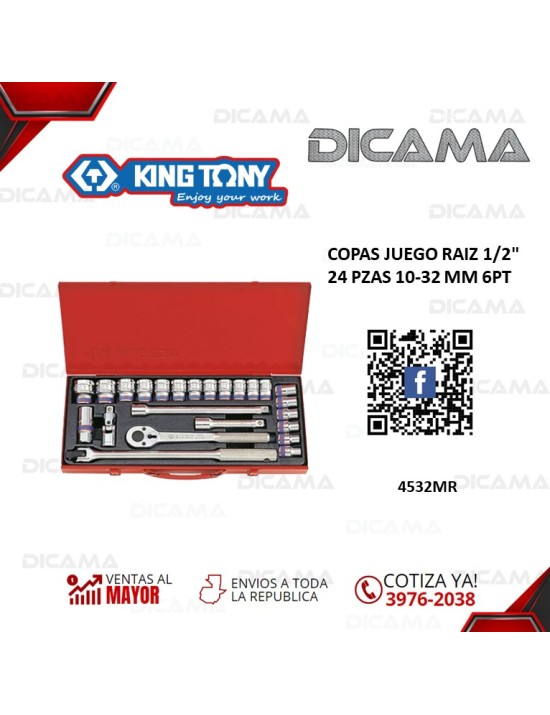 COPAS JUEGO RAIZ 1/2" 24 PZAS 10-32 MM 6PT
