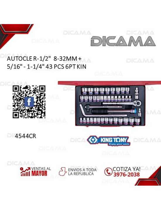 COPAS JUEGO  RAIZ 1/2" 43 PZAS MM/AM 8-32MM + 5/16" - 1-1/4" 6PT