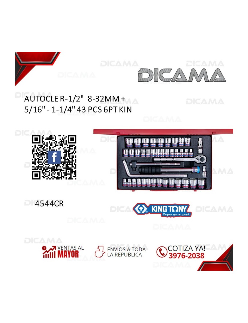 COPAS JUEGO  RAIZ 1/2" 43 PZAS MM/AM 8-32MM + 5/16" - 1-1/4" 6PT