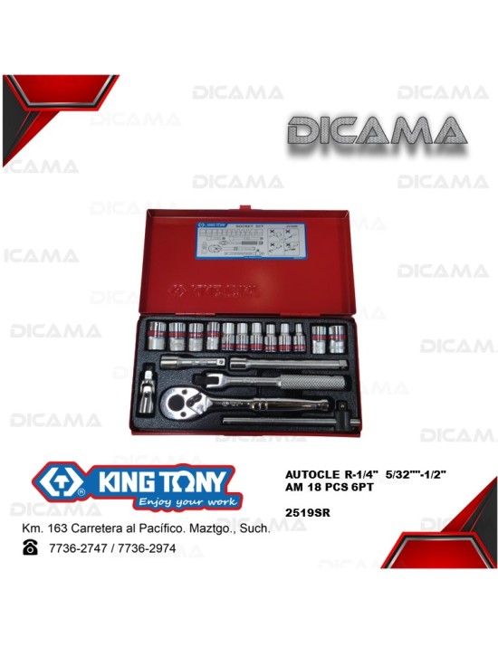 COPAS JUEGO RAIZ 1/4" 18 PZAS  5/32"/1/2" AM 6PT
