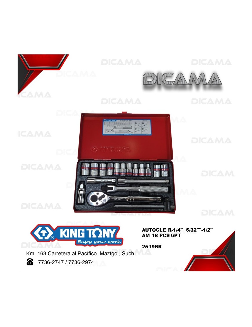 COPAS JUEGO RAIZ 1/4" 18 PZAS  5/32"/1/2" AM 6PT
