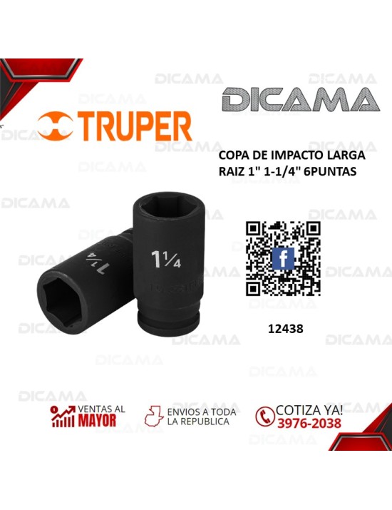 COPA RAIZ 1" DE IMPACTO LARGA 1-1/4" 6 PUNTAS