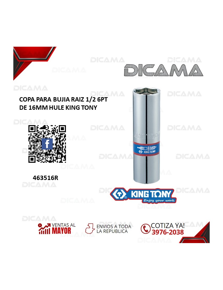 COPA RAIZ 1/2" 16MM 6PUNTOS PARA BUJIA