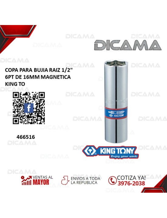 COPA RAIZ 1/2" 16MM 6PUNTOS PARA BUJIA MAGNETICA