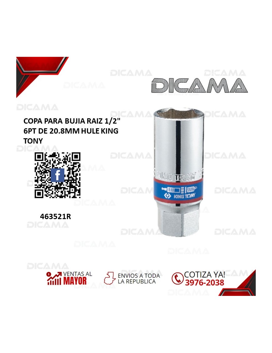 COPA RAIZ 1/2" 20.8MM 6PUNTOS PARA BUJIA HULE