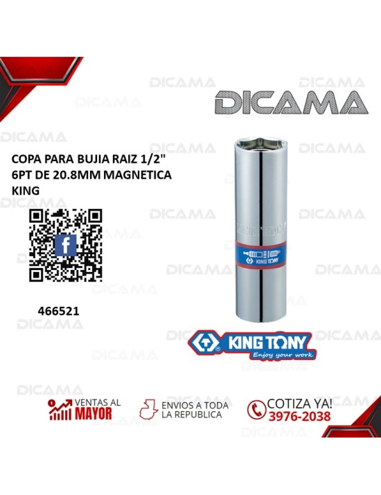COPA RAIZ 1/2" 20.8MM 6PUNTOS PARA BUJIA MAGNETICA