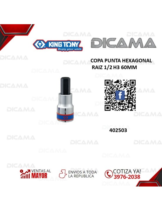 COPA RAIZ 1/2" 60 MM H3 PUNTA HEXAGONAL