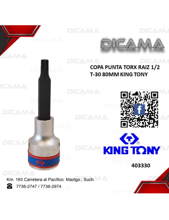 COPA RAIZ 1/2" 80 MM T-30 PUNTA TORX