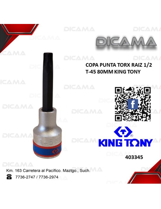 COPA RAIZ 1/2" 80 MM T-45 PUNTA TORX
