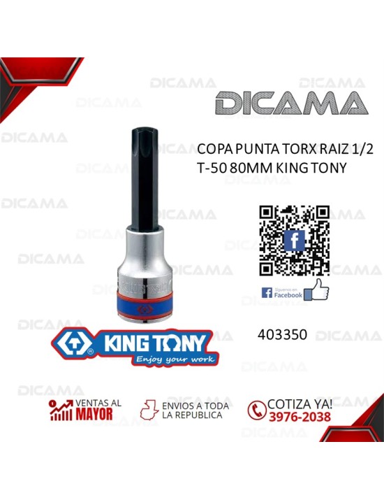 COPA RAIZ 1/2" 80 MM T-50 PUNTA TORX