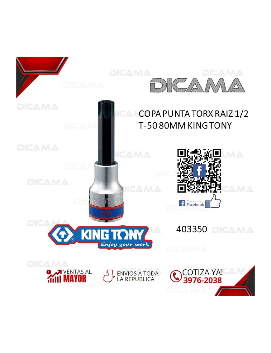 COPA RAIZ 1/2" 80 MM T-50 PUNTA TORX