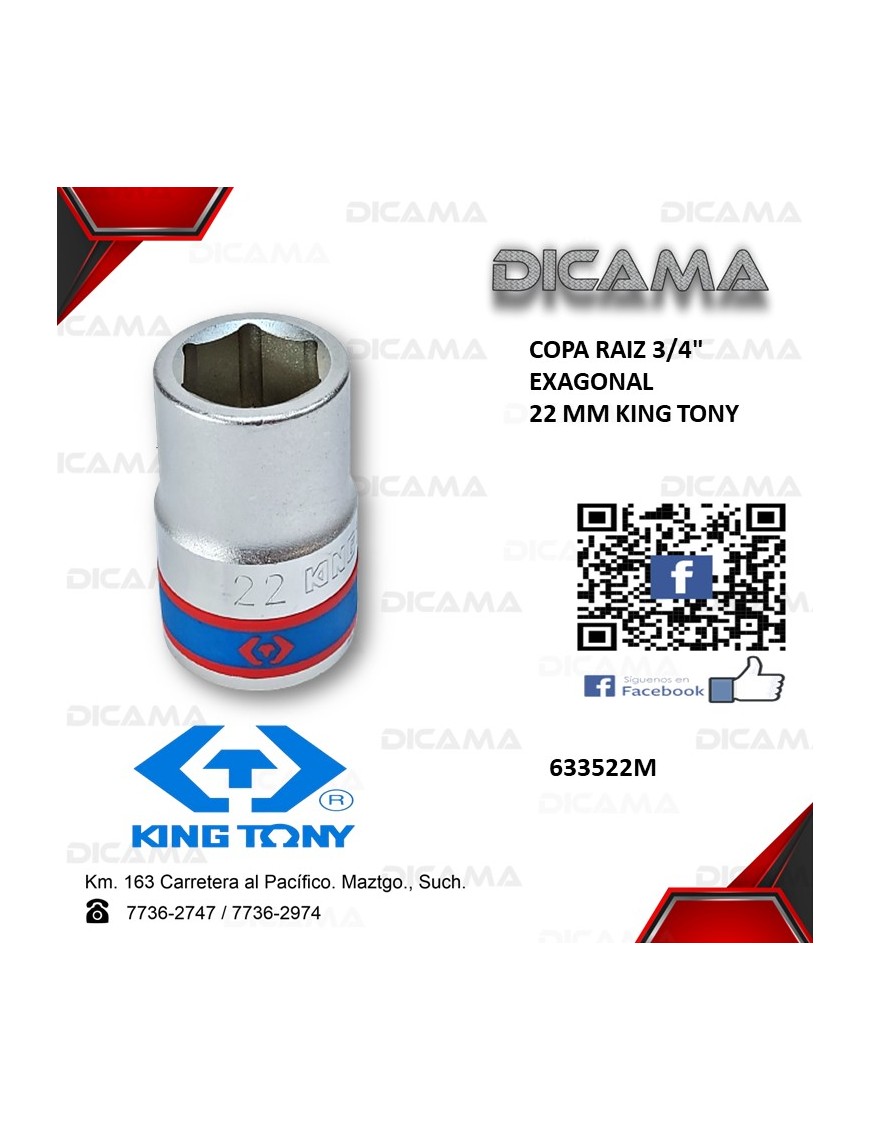COPA RAIZ 3/4" 22MM  6 PUNTOS
