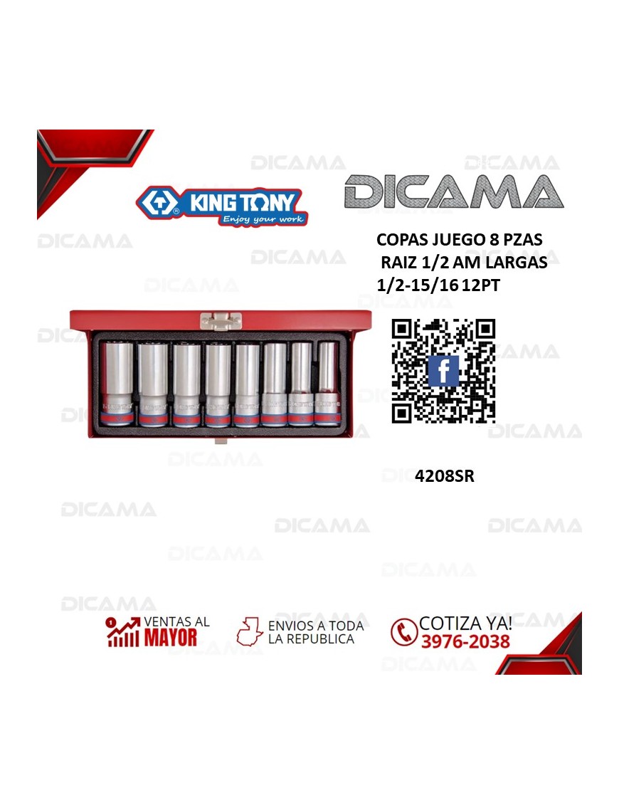 COPAS JUEGO  RAIZ 1/2" 8 PZAS AM LARGAS  1/2-15/16 12PT