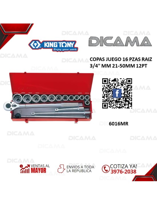 COPAS JUEGO RAIZ 3/4" 16 PZAS MM 21-50MM 12PT