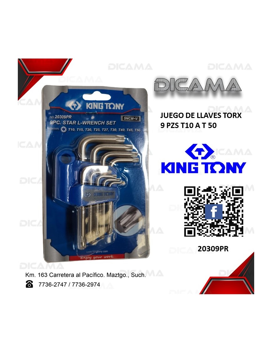 JUEGO DE LLAVES TORX 9 PZS T10 A T 50