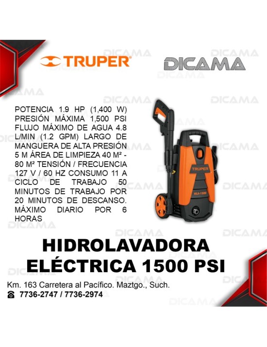HIDROLAVADORA ELECTRICA 1500 PSI