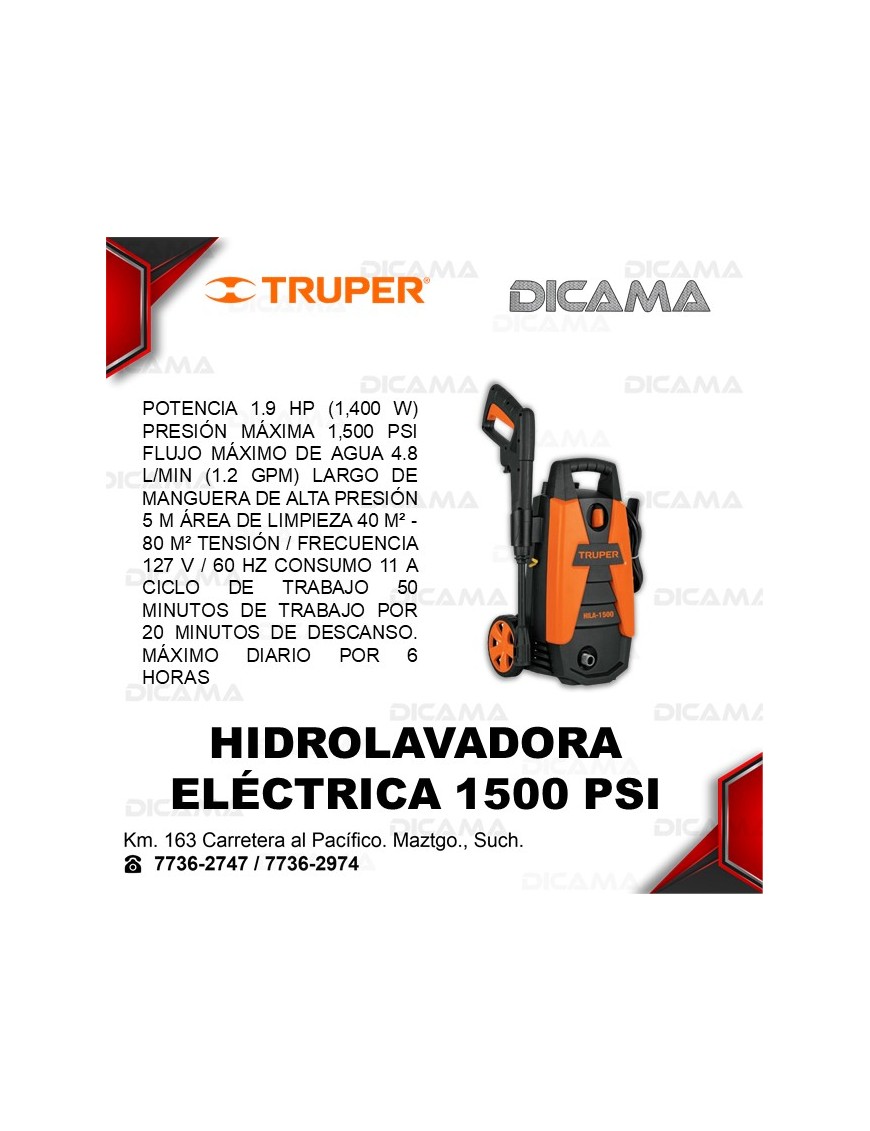 HIDROLAVADORA ELECTRICA 1500 PSI