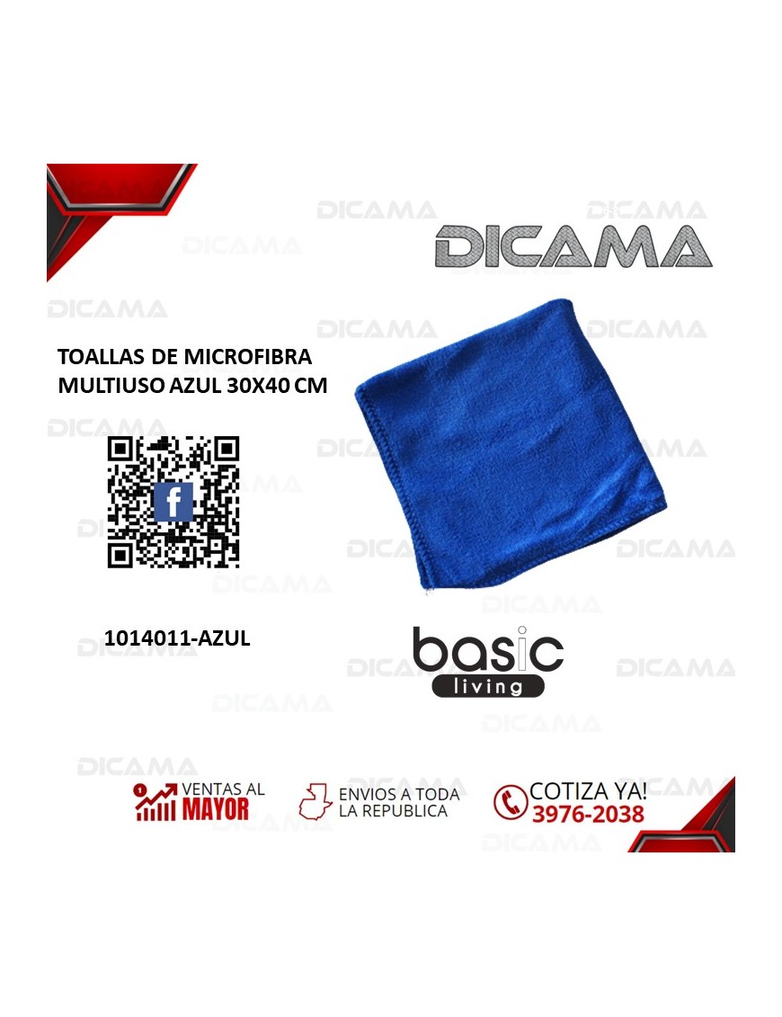 TOALLAS DE MICROFIBRA MULTIUSO AZUL 30X40 CM