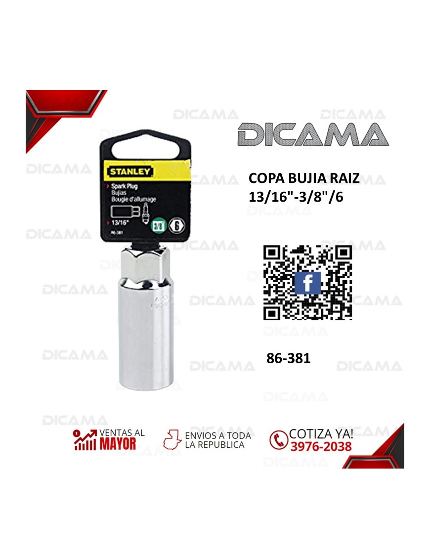 COPA RAIZ 3/8" 13/16" PARA CANDELAS