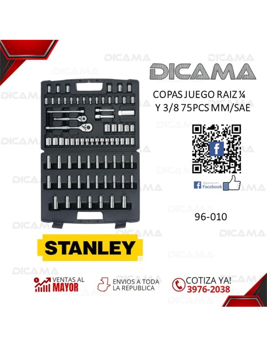 COPAS JUEGO RAIZ 1/4" 3/8" 75 PZAS MM/SAE