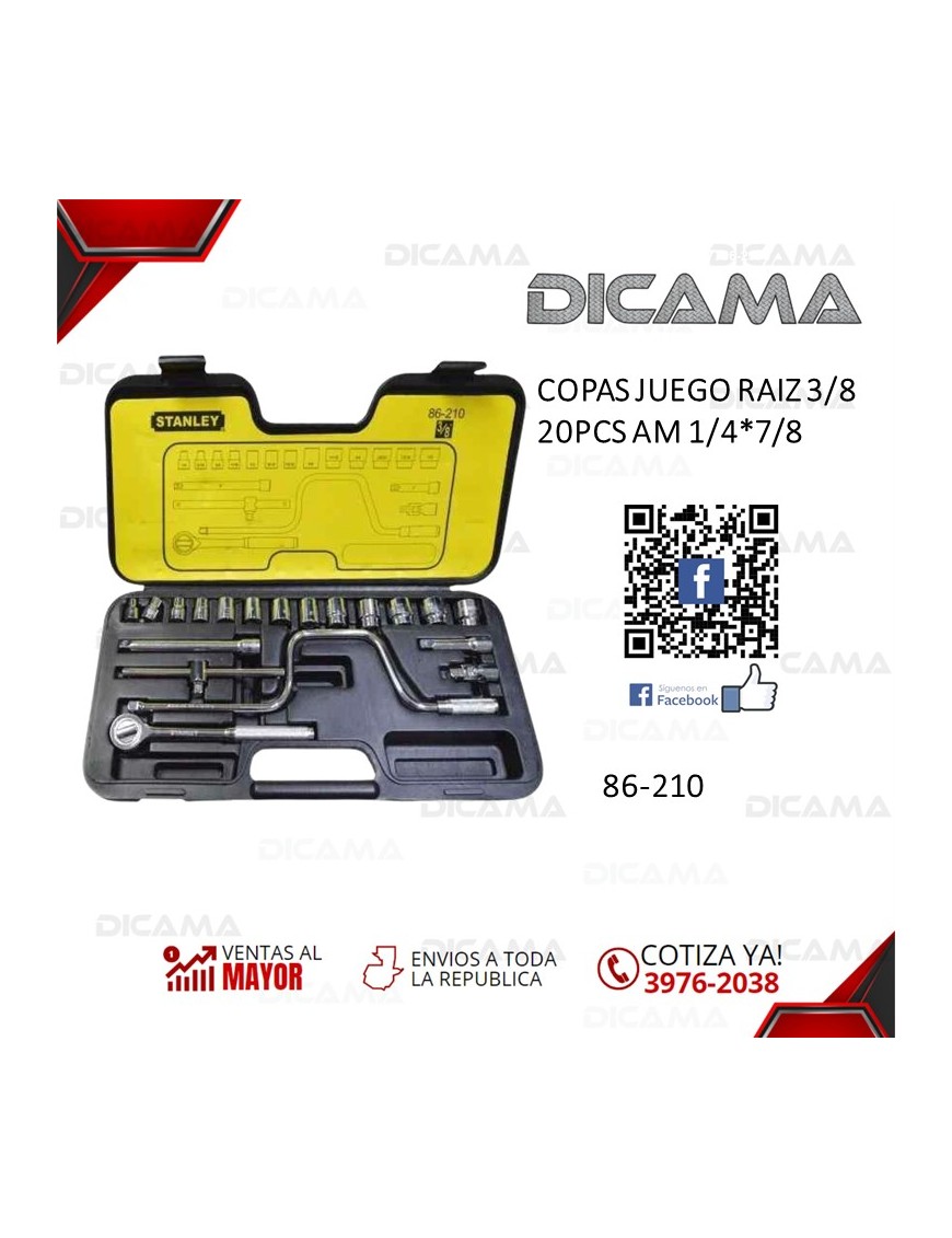 COPAS JUEGO RAIZ 3/8" 20 PZAS 1/4*7/8 AM