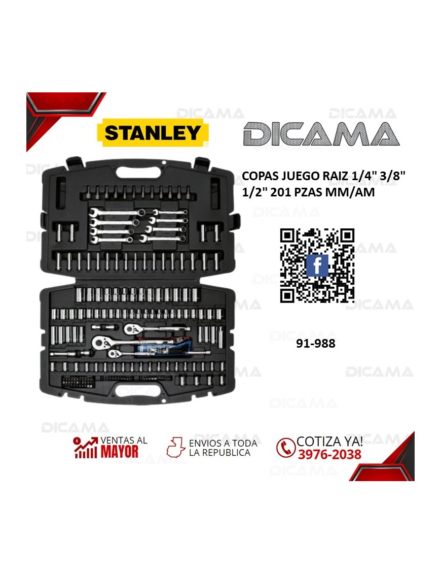 COPAS JUEGO RAIZ 1/4" 3/8" 1/2" 201 PZAS MM/AM