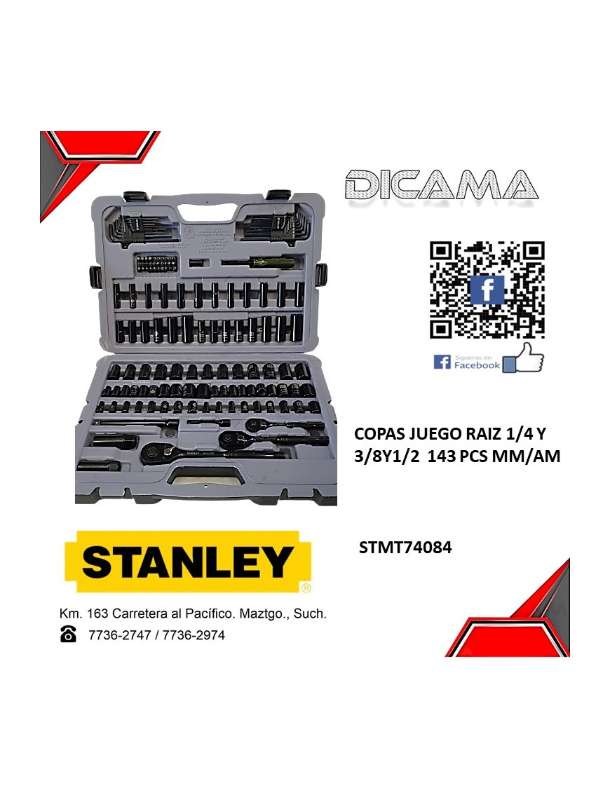 COPAS JUEGO RAIZ 1/4" 3/8" 1/2" 143 PZAS MM/AM