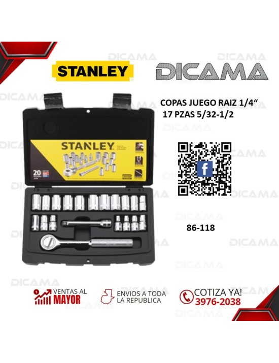 COPAS JUEGO RAIZ 1/4" 20 PZAS MM/SAE
