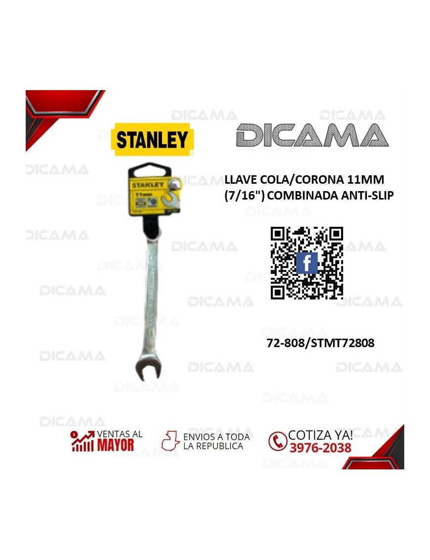 LLAVE COLA/CORONA 11MM (7/16") COMBINADA ANTI-SLIP
