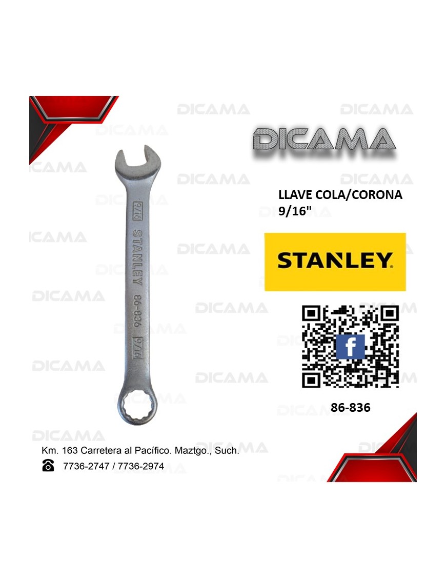 LLAVE COLA/CORONA 9/16" 12 PUNTOS