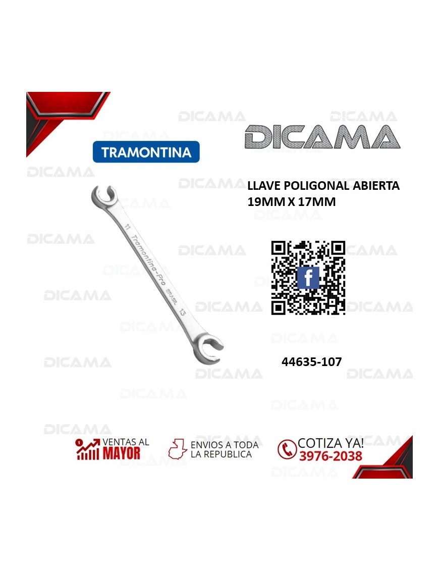 LLAVE POLIGONAL ABIERTA  19MM X 17MM
