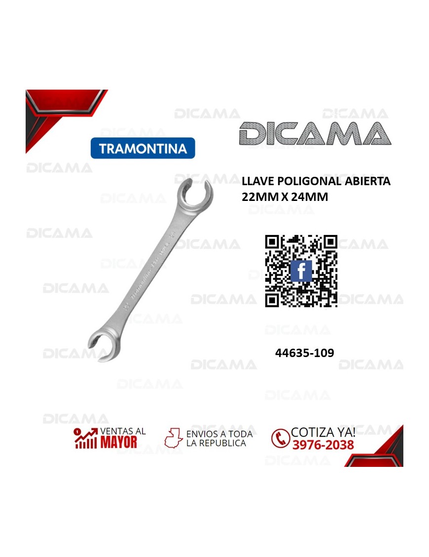 LLAVE POLIGONAL ABIERTA  22MM X 24MM