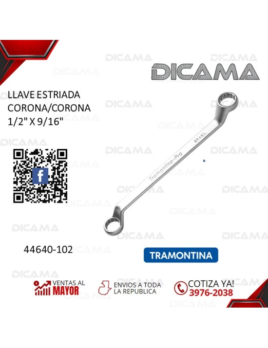 LLAVE ESTRIADA CORONA/CORONA  1/2" X 9/16"