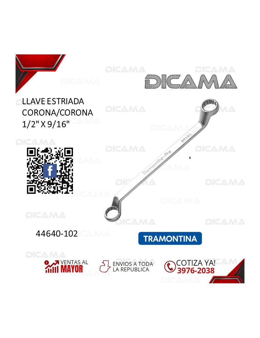 LLAVE ESTRIADA CORONA/CORONA  1/2" X 9/16"