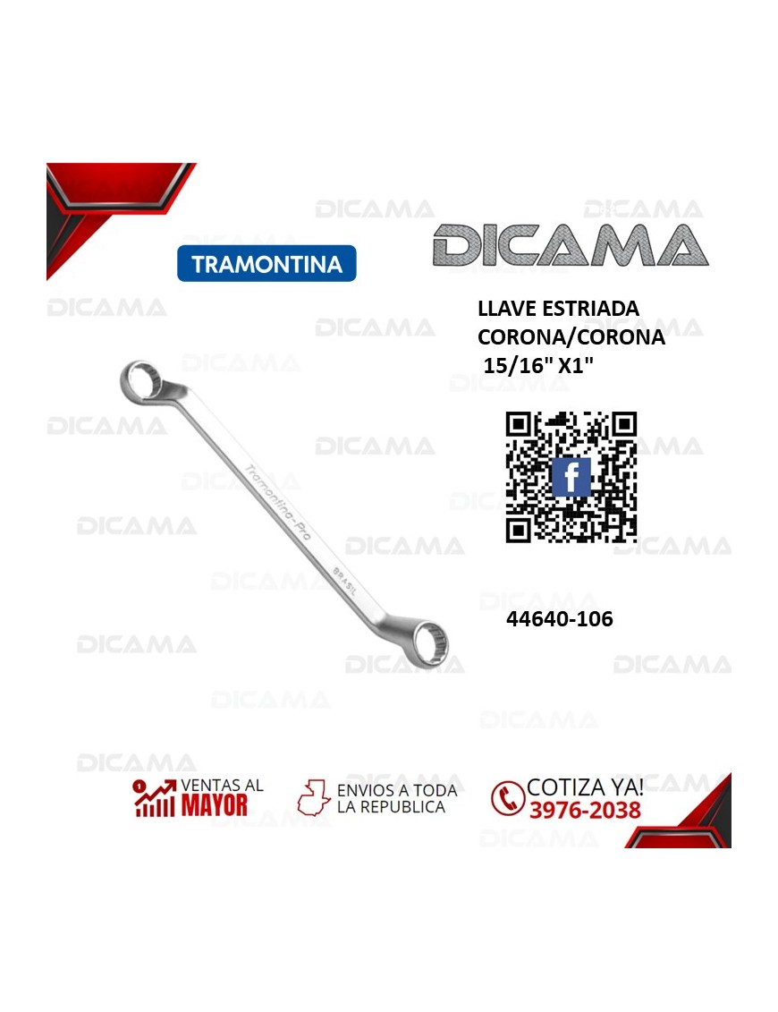 LLAVE ESTRIADA CORONA/CORONA  15/16" X1"