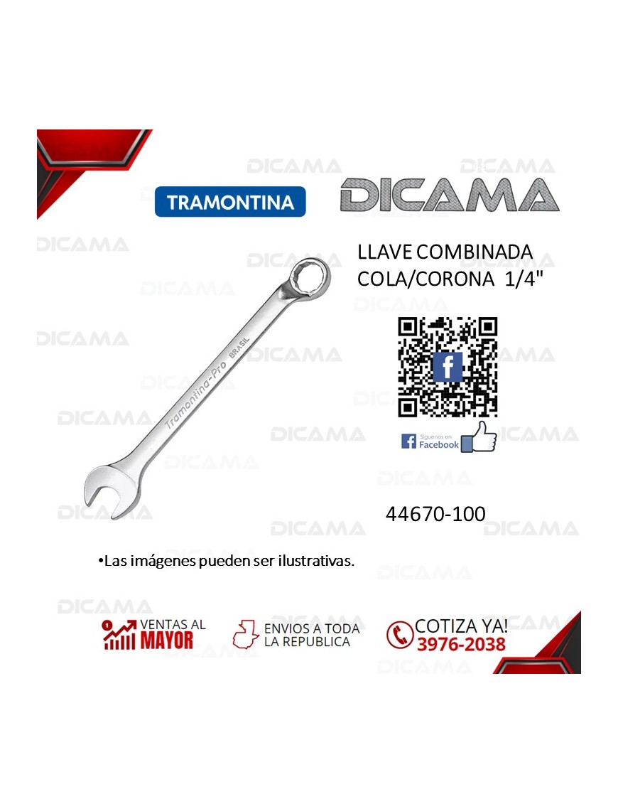 LLAVE COMBINADA COLA/CORONA  1/4"