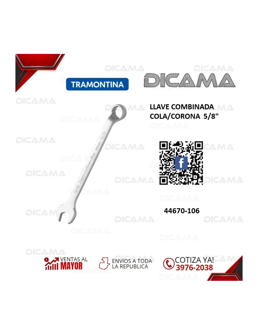 LLAVE COMBINADA COLA/CORONA  5/8"