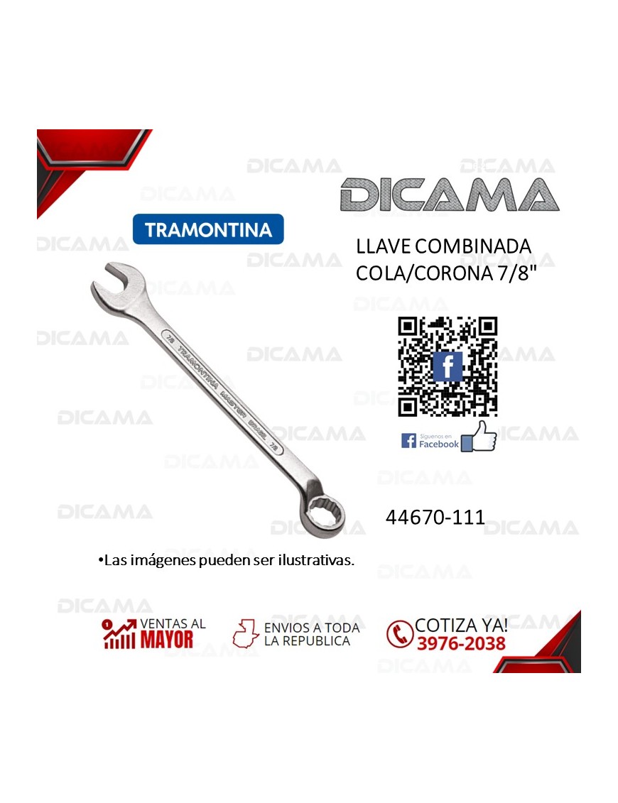 LLAVE COMBINADA COLA/CORONA  7/8"