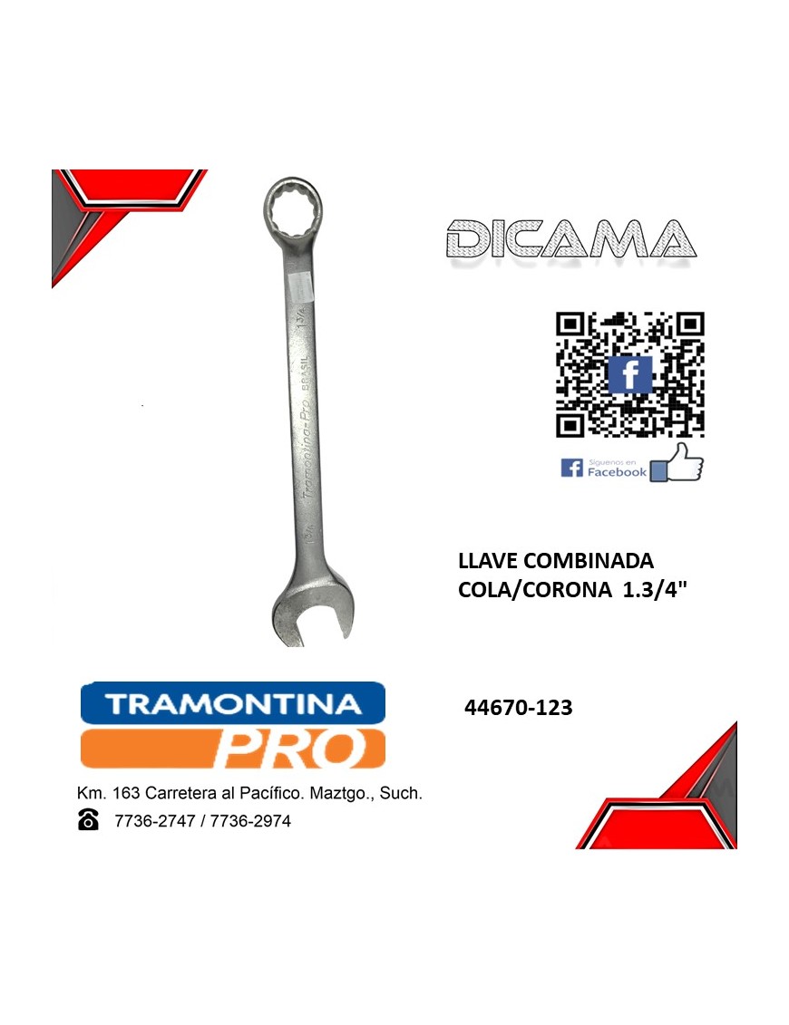 LLAVE COMBINADA COLA/CORONA  1.3/4"