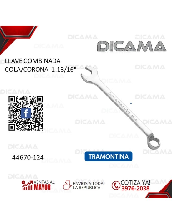 LLAVE COMBINADA COLA/CORONA  1.13/16"