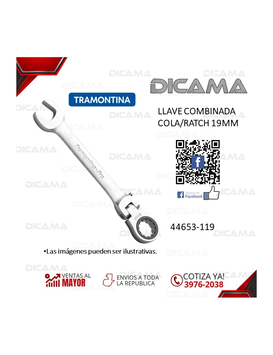 LLAVE COMBINADA COLA/RATCH 19MM