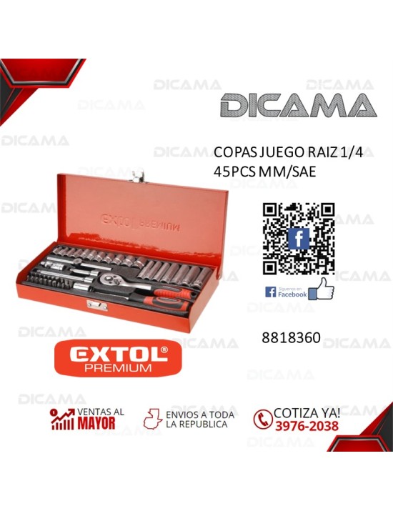 COPAS JUEGO RAIZ 1/4" 45 PZAS MM/SAE