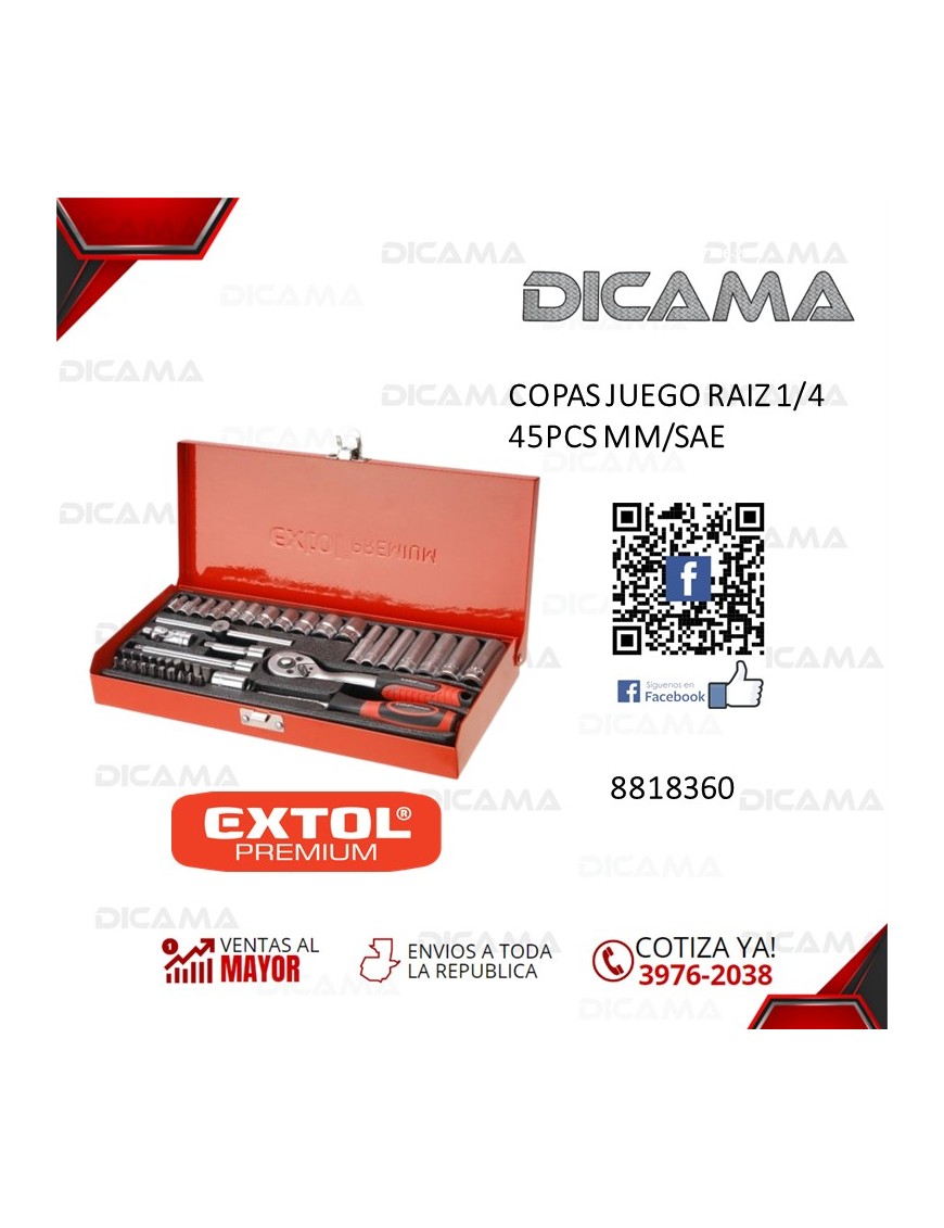 COPAS JUEGO RAIZ 1/4" 45 PZAS MM/SAE