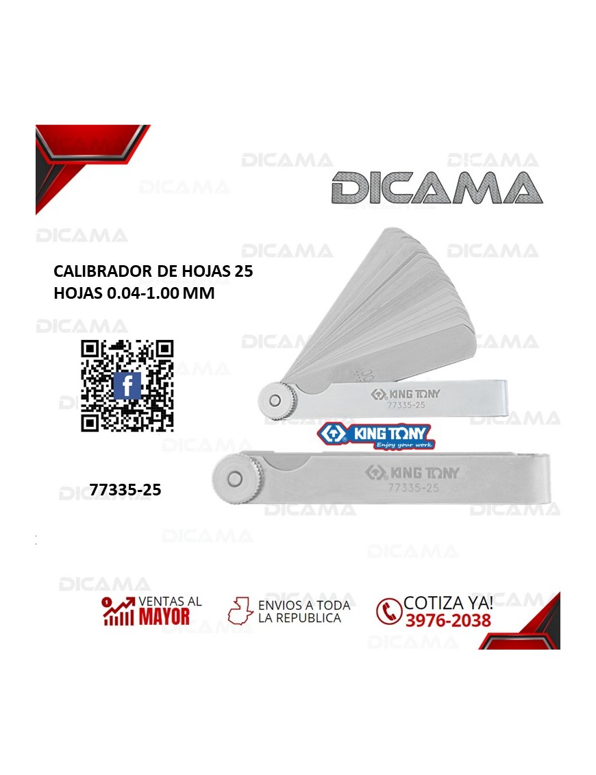 CALIBRADOR DE HOJAS 25 HOJAS 0.04-1.00 MM