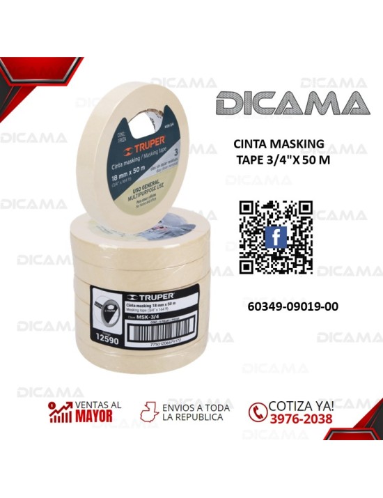 CINTA MASKING TAPE 3/4"X 50 M