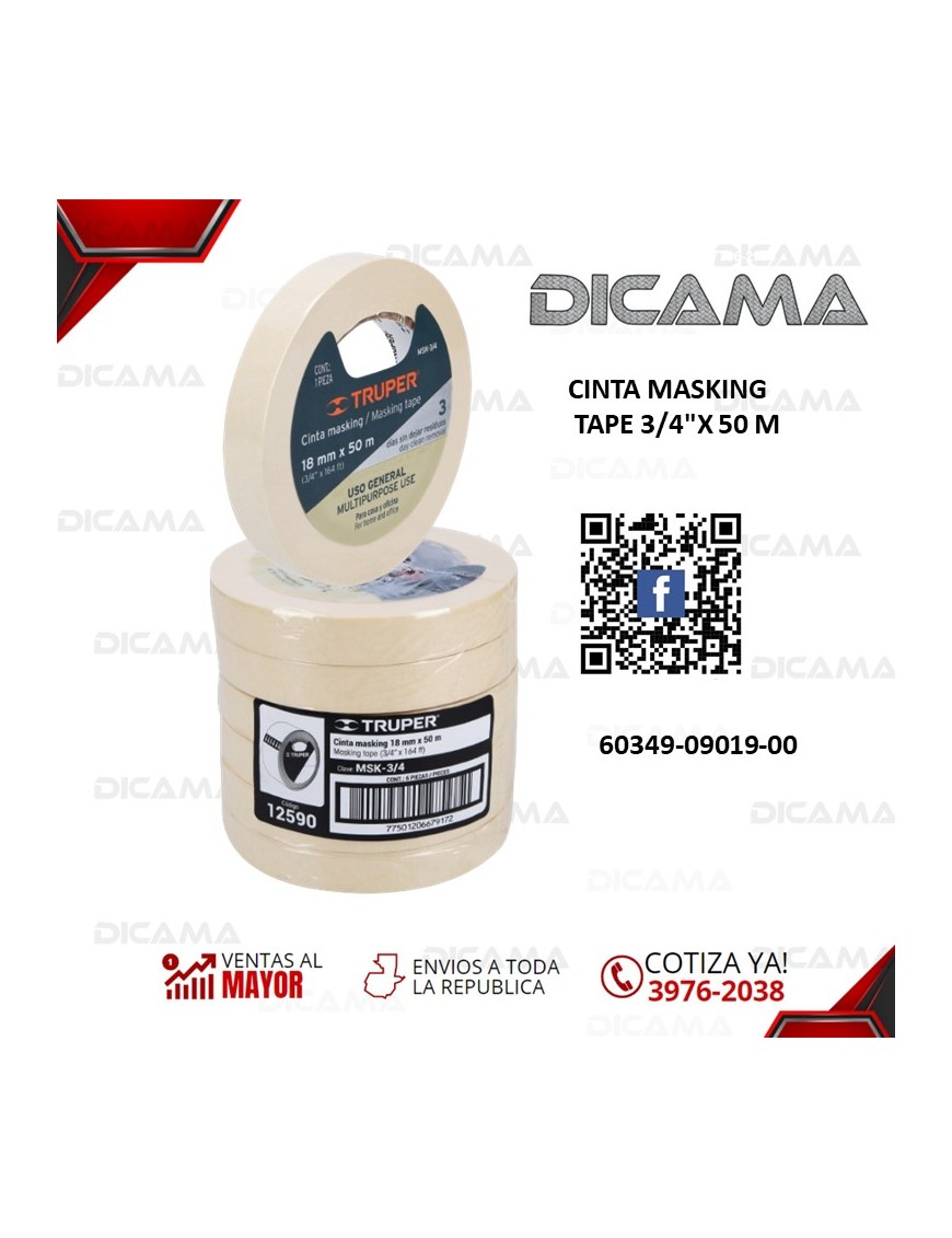 CINTA MASKING TAPE 3/4"X 50 M