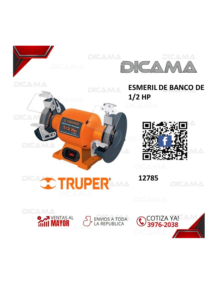 ESMERIL DE BANCO 6" 1/2 HP MOTOR 350WATTS
