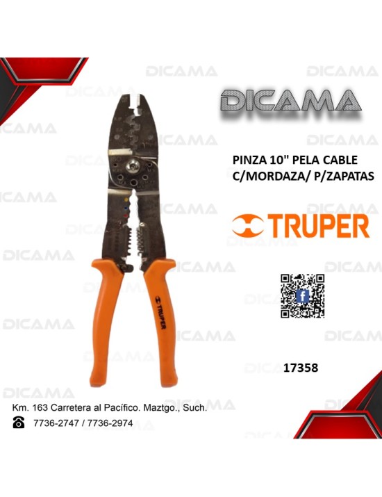 PINZA 10" PELA CABLE C/MORDAZA/ P/ZAPATAS